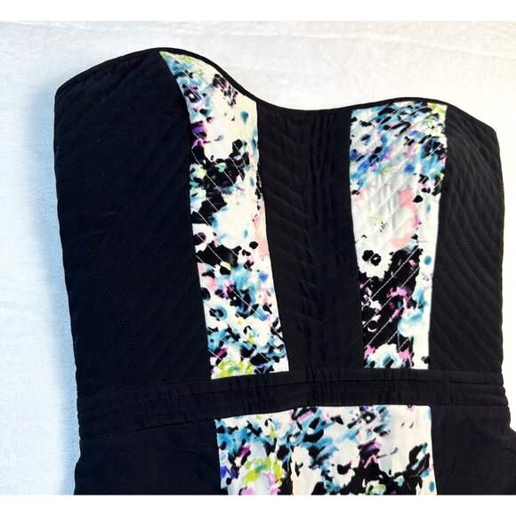 Parker Mara Mini Silk Dress Size S Corset Watercolor Floral Flowy Sassy Grunge - Picture 13 of 14